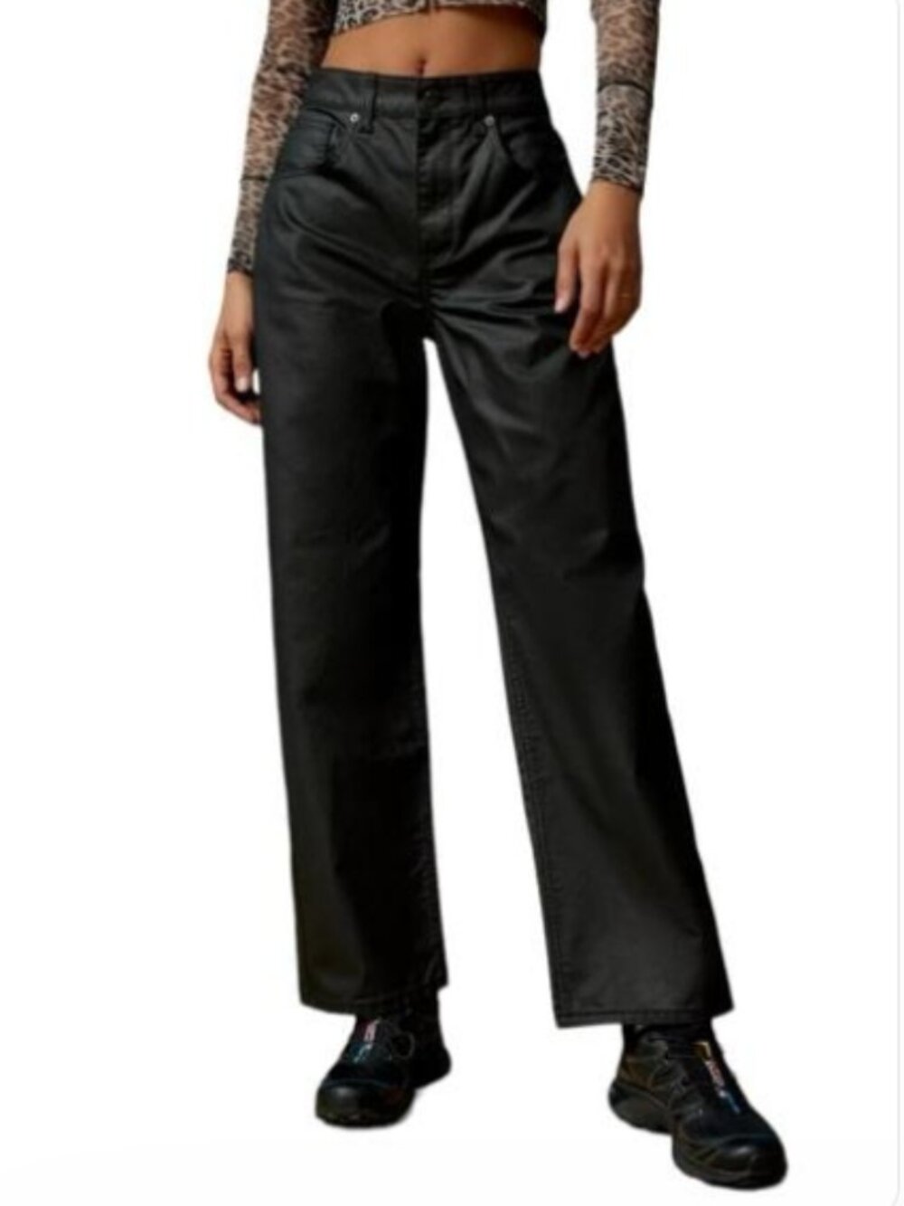 BDG Coated Black Baggy Jeans Size 24